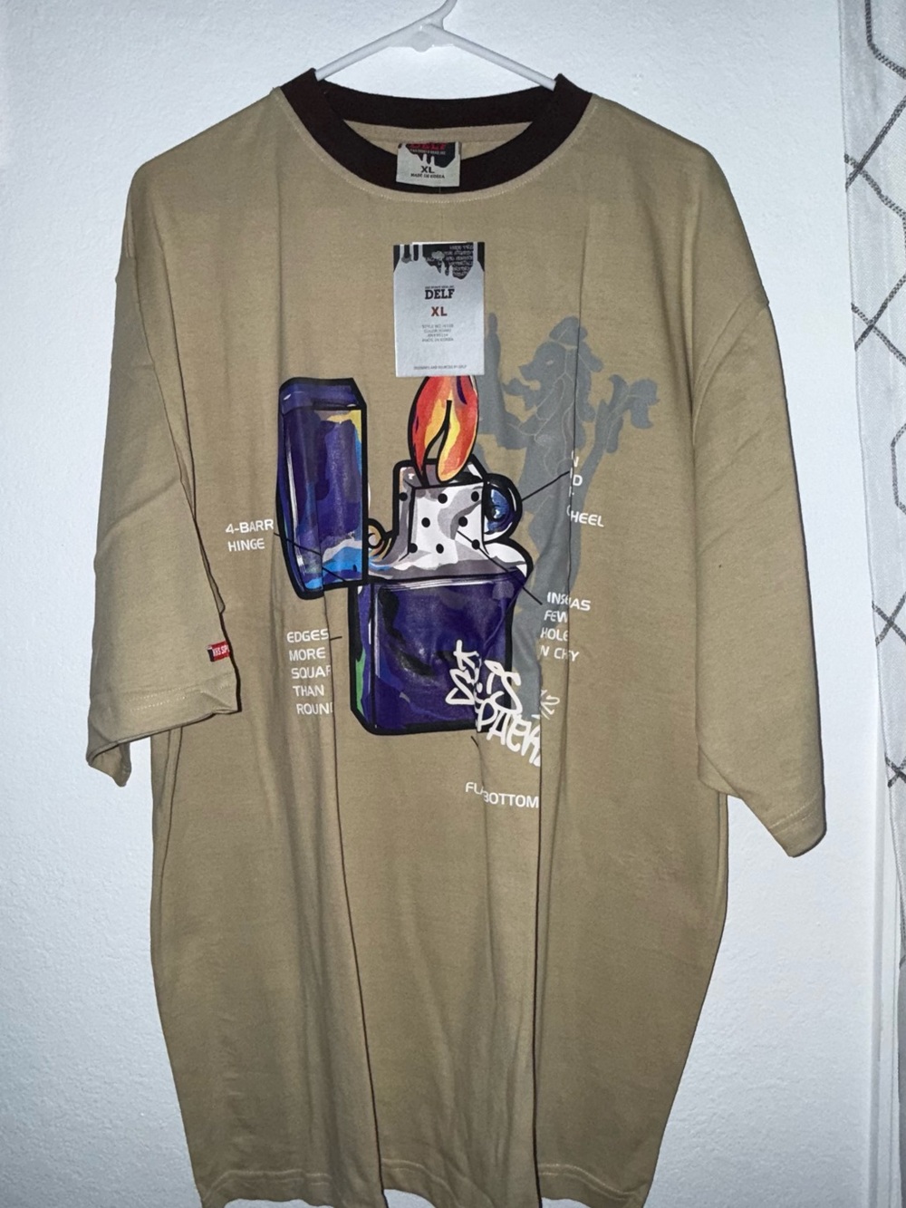 ELF Beige Graphic T-Shirt with Purple and Brown Accents